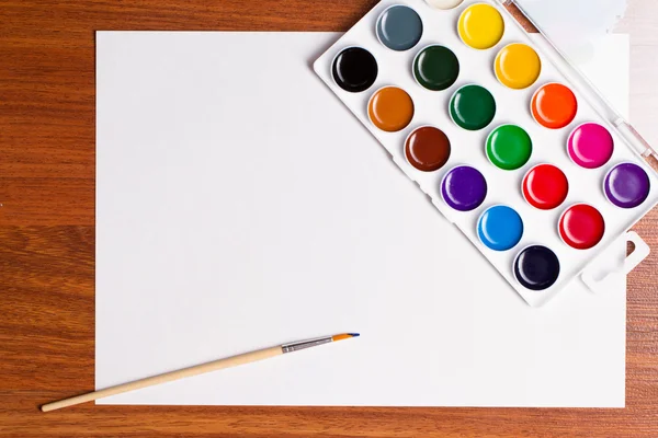 Watercolor paints on a white background — Stock Photo, Image
