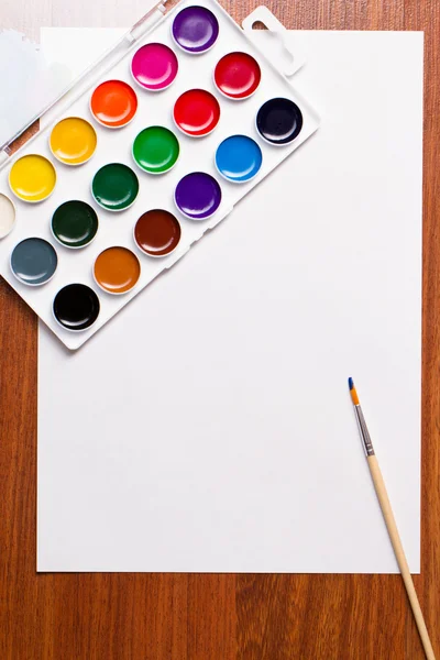 Watercolor paints on a white background — Stock Photo, Image