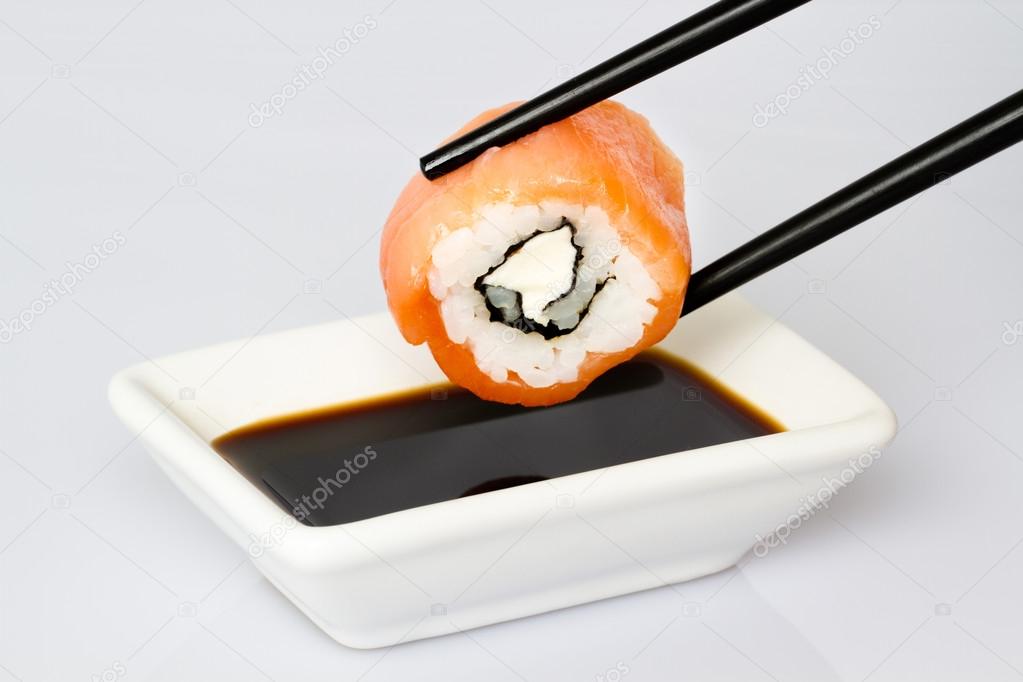 Sushi (Roll) on a white background