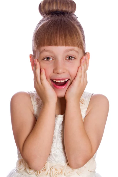 Klein meisje gelukkig lachend — Stockfoto