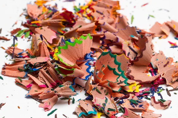 A handful of shavings from colored pencils — Stock Photo, Image