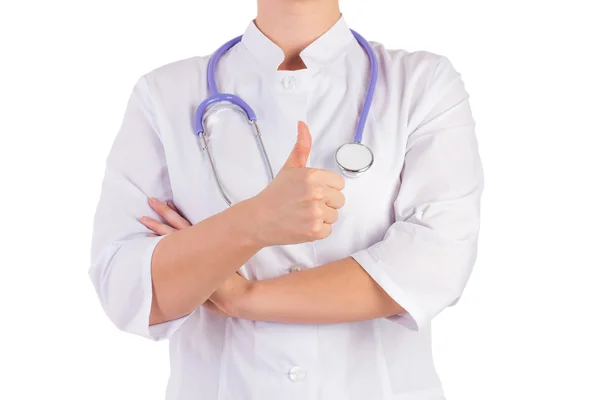 Doctor shows all is well, the thumb top — Stock Photo, Image