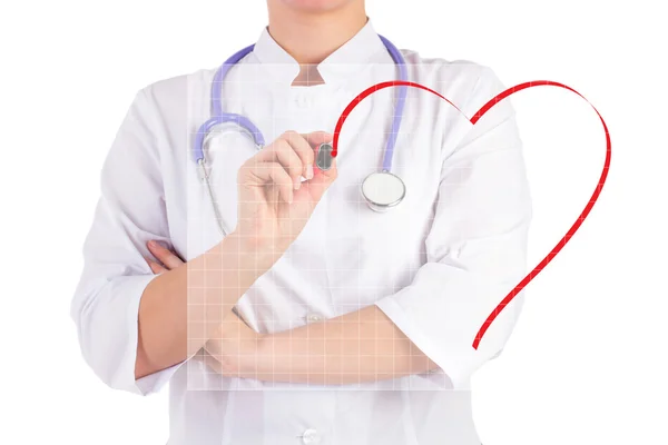 The doctor draws a marker heart — Stock Photo, Image