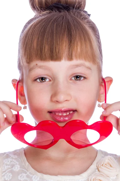Portrait of the girl with red glasses — Stock Photo, Image