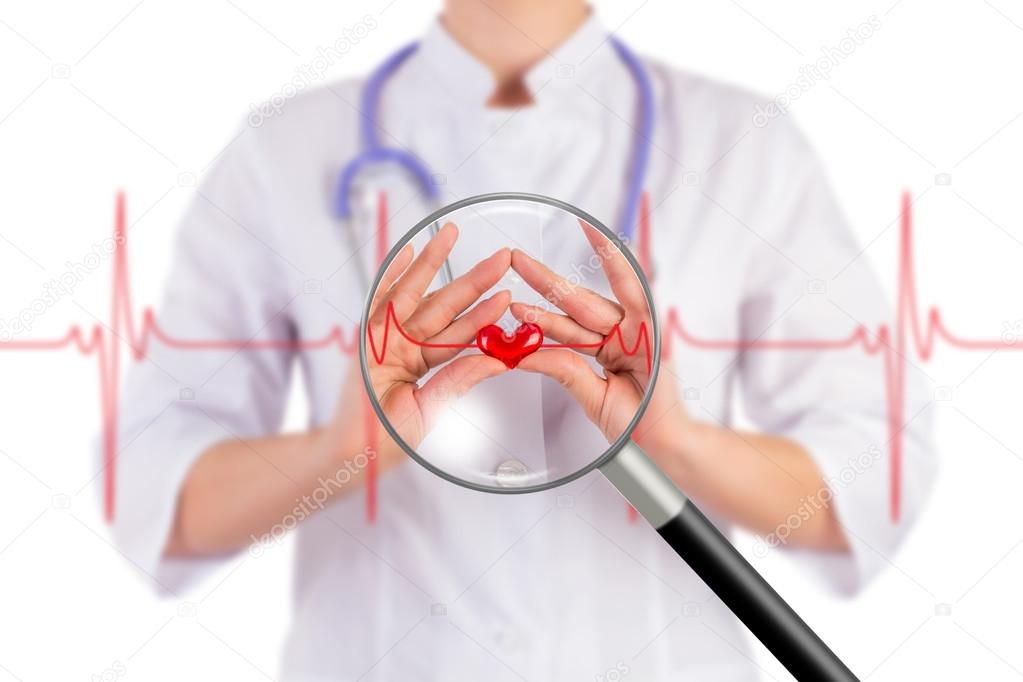 Doctor shows all is well, the thumb top, magnifying glass