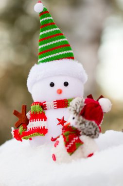 kumaştan iki kardan adam karda vardır