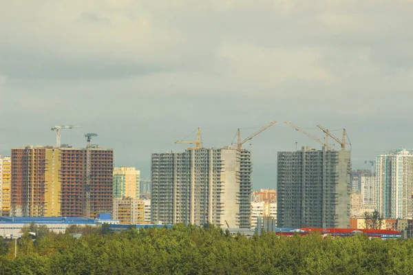 Modern Toronyházak Építése Város Mikrokerületében — Stock Fotó