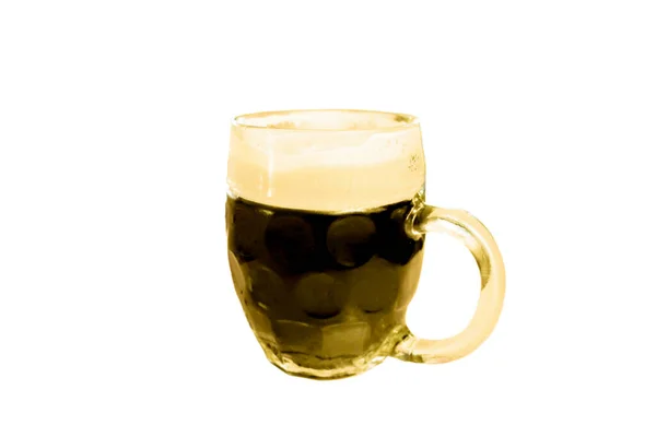 Taza Vidrio Cerveza Oscura Con Espuma Aislada Sobre Fondo Blanco — Foto de Stock
