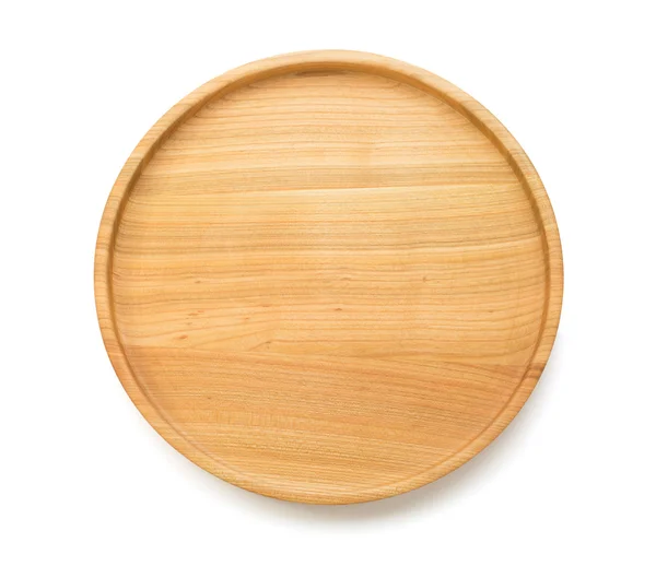 Wooden tray isolated on white — Stock Photo, Image