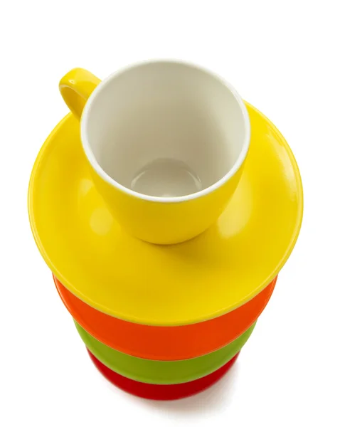 Tasse et soucoupe en céramique vide sur blanc — Photo