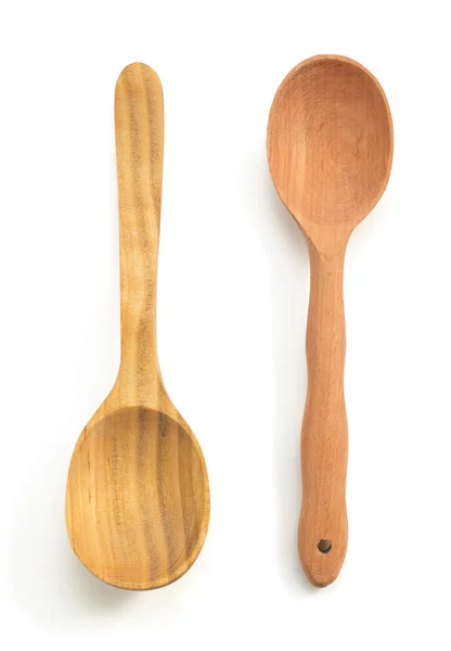 Cucchiaio di legno su bianco — Foto Stock