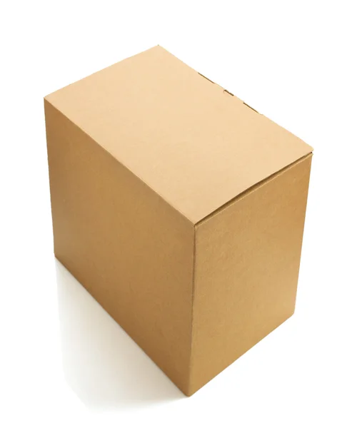 Kartonnen doos op wit — Stockfoto