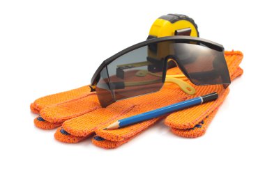 araçları ve aletleri üzerinde beyaz set 