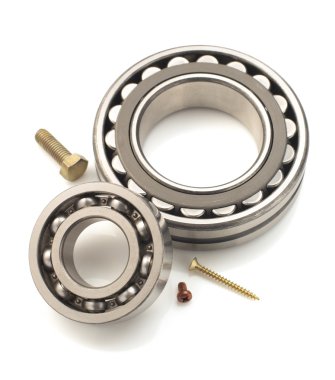 Rulmanlar ve üzerinde beyaz izole aracı 
