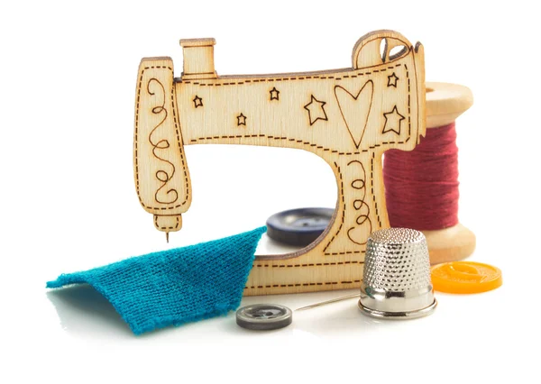 Sewing machine toy on white — Stock Photo, Image