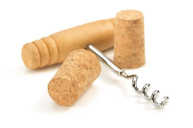 tirbuşon ve beyaz şarap cork 