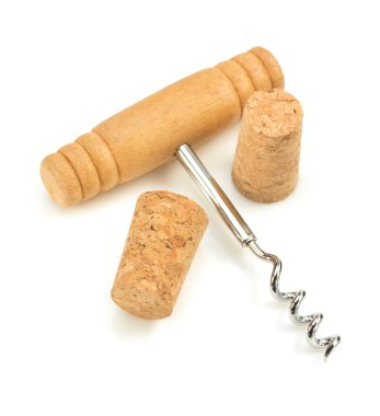 tirbuşon ve beyaz şarap cork 