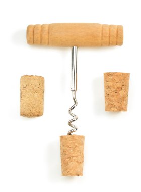 tirbuşon ve beyaz şarap cork 