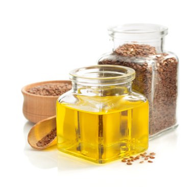 beyaz izole şişe keten tohumu yağı