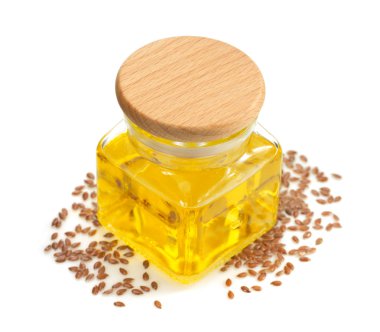 beyaz izole şişe keten tohumu yağı