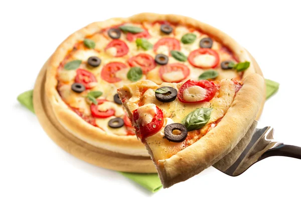 Margarita pizza isolata su bianco — Foto Stock