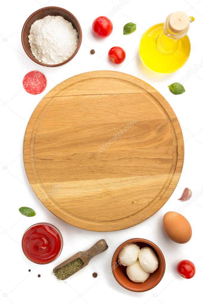 pizza ingredients isolated on white 