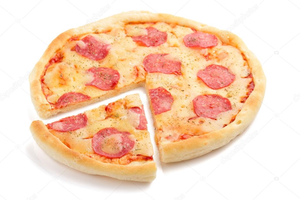 pepperoni pizza isolated on white 