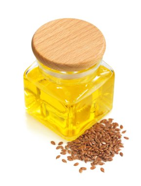 beyaz izole şişe keten tohumu yağı