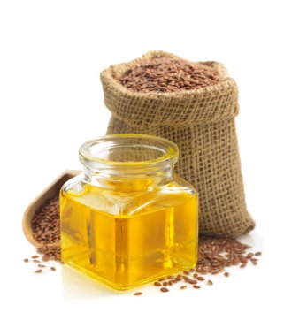 beyaz izole şişe keten tohumu yağı