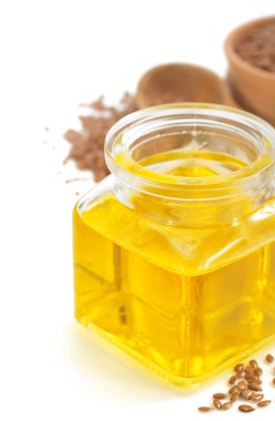 beyaz izole şişe keten tohumu yağı