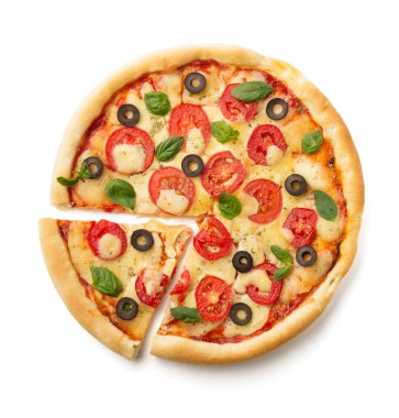 margarita pizza üzerinde beyaz izole 