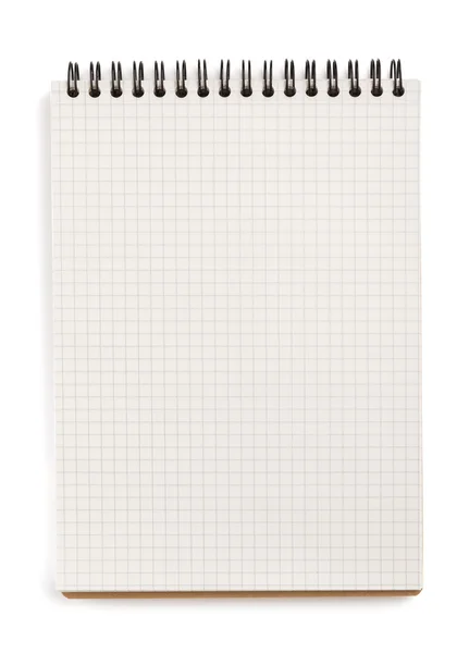 Caderno verificado isolado em branco — Fotografia de Stock