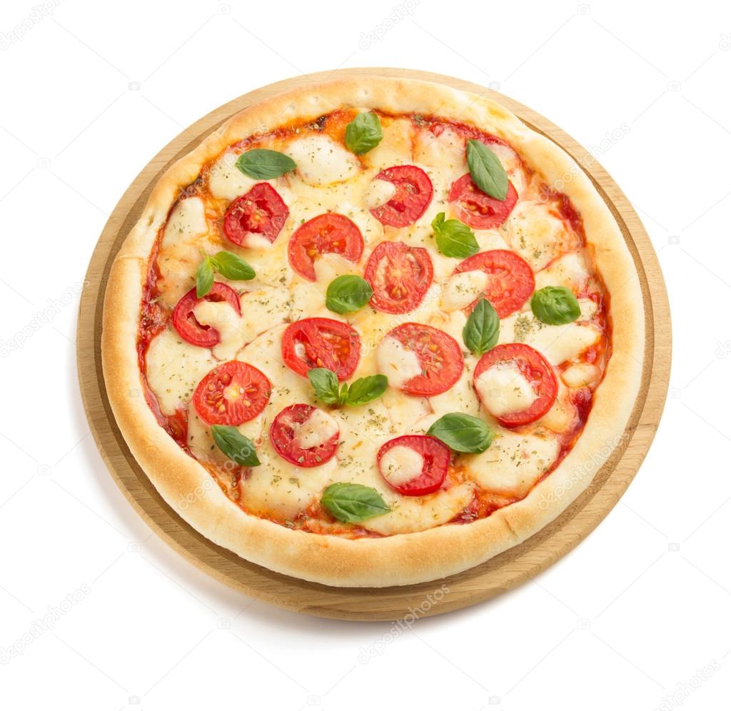 margarita pizza isolated on white 