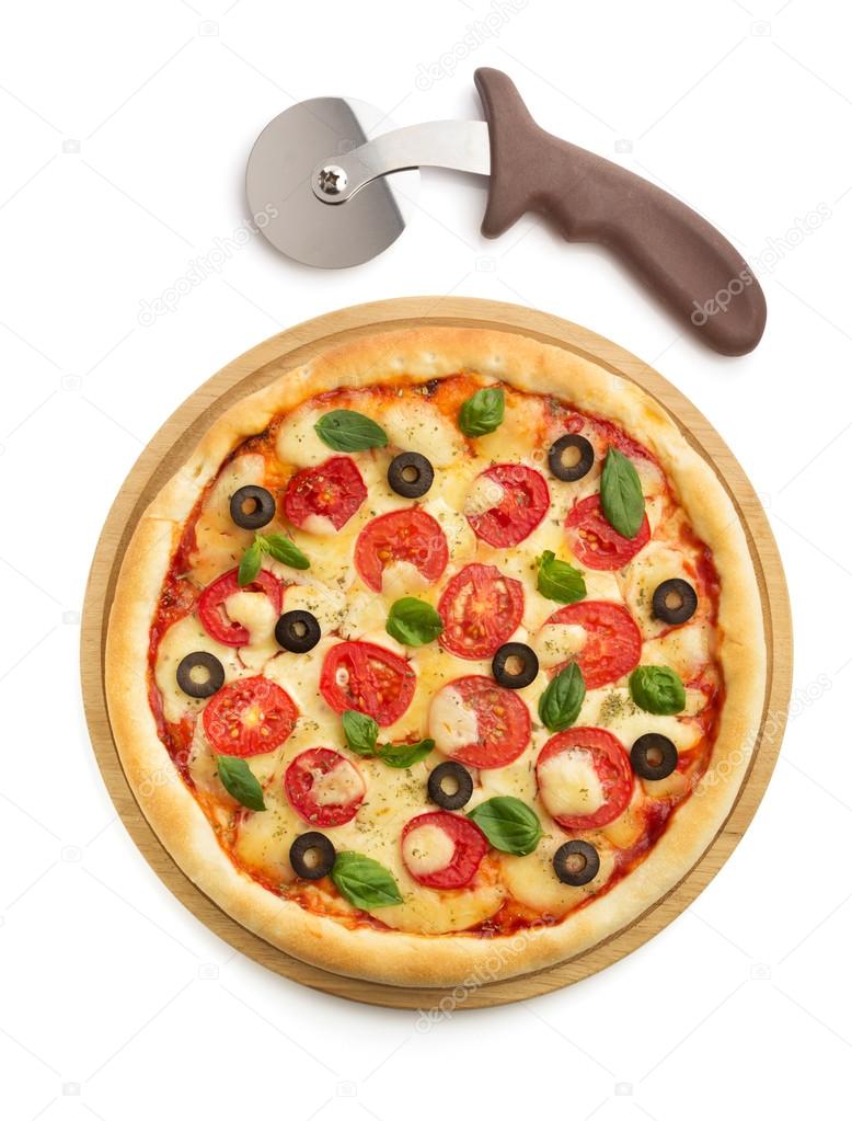 margarita pizza isolated on white 