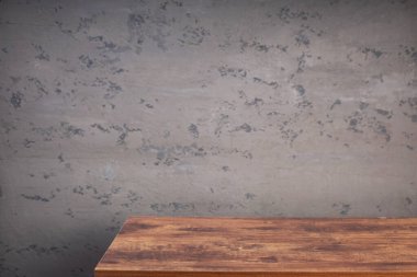 Ahşap masa ya da beton duvar arkaplan dokusu yüzeyinin yanındaki raf