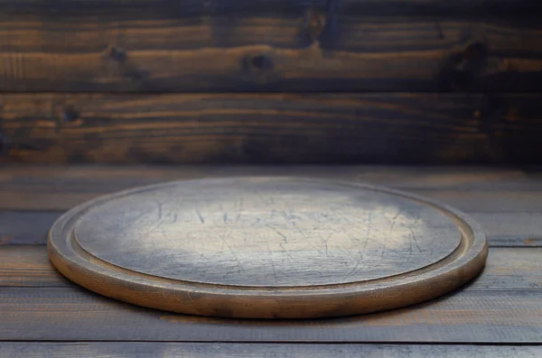 Pizza Cutting Board Wooden Table Wood Background Texture — Stok fotoğraf