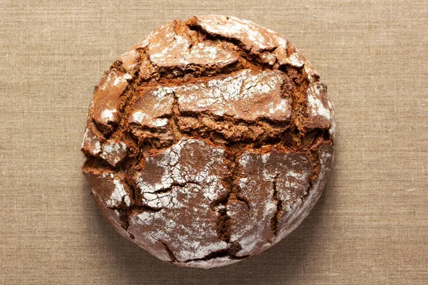 Brood Vers Brood Hessian Jute Servetdoek Aan Tafel Bakkerij Eten — Stockfoto