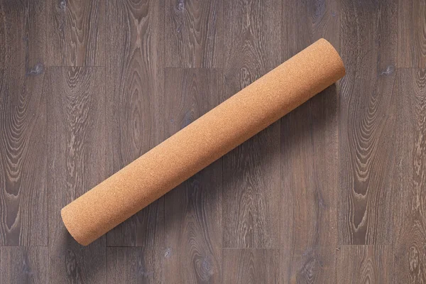 Cork Roll Laminaat Vloer Hout Achtergrond Textuur Houten Laminaatvloer Plank — Stockfoto