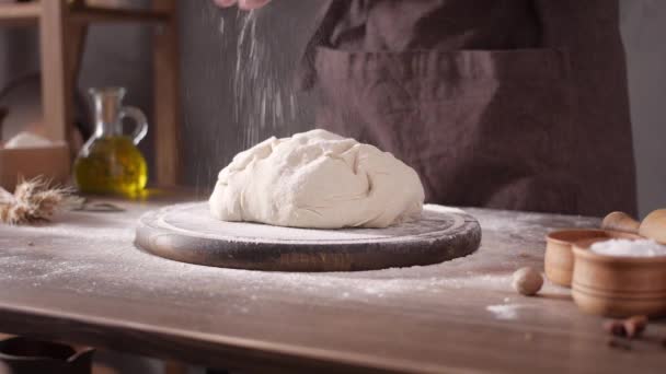 Boulanger Homme Faisant Pâte Des Ingrédients Boulangerie Pour Cuisson Pain — Video