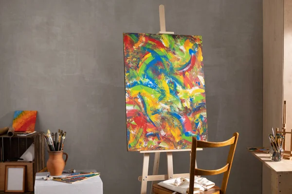 Pincel Pintura Óleo Arte Ainda Vida Pintura Pincel Estúdio Criativo — Fotografia de Stock