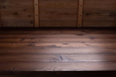 Ahşap masa üst arkaplan dokusu. Kopya alanı olan ahşap masa üstü görünümü. Tahta yüzeyi