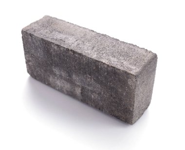 Beyaz arka planda izole edilmiş beton tuğla. Beyaz üzerine inşaat tuğlası