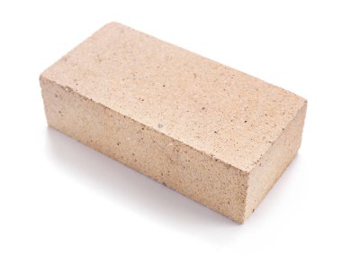 Brick beyaz arka planda izole edildi. Beyaz üzerine inşaat tuğlası