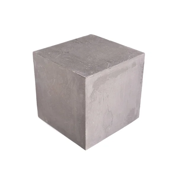 Cubo Concreto Tijolo Cimento Isolado Sobre Fundo Branco Tijolo Construção — Fotografia de Stock