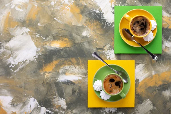 Taza Café Cuchara Con Dulces Textura Fondo Abstracto Colorido Café — Foto de Stock