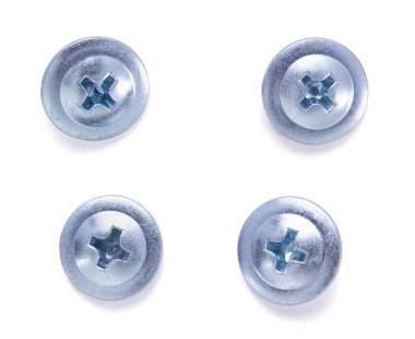 Beyaz arkaplanda izole edilmiş eski metal vida başlık aracı