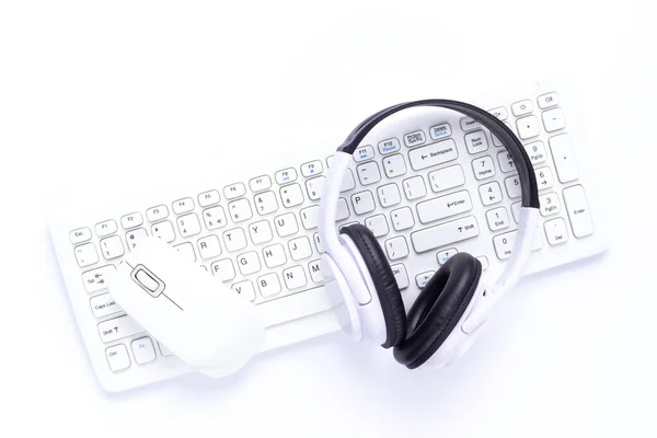 Wireless Computer Keyboard Mouse White Background Modern Office Concept — Stock Photo, Image