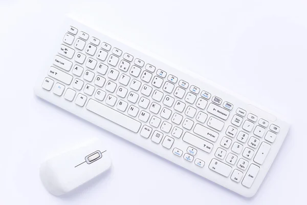 Wireless Computer Keyboard Mouse White Background — Stock Photo, Image