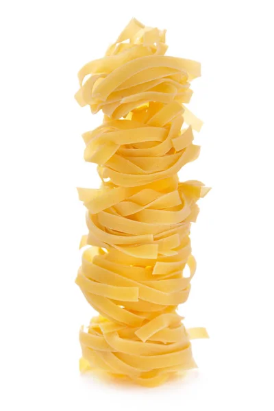 Fettuccine Pasta Cruda Comida Italiana Aislada Sobre Fondo Blanco Pasta — Foto de Stock