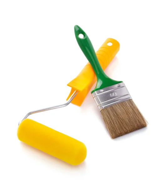 Paintbrush Tool Paint Roller Isolated White Background Construction Tools House — Stock Photo, Image